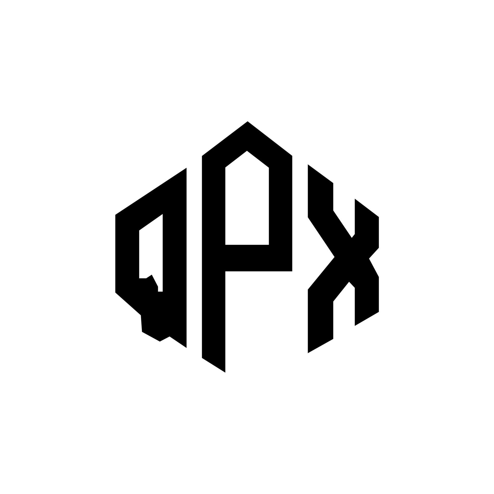 QPX letter logo design with polygon shape. QPX polygon and cube shape
