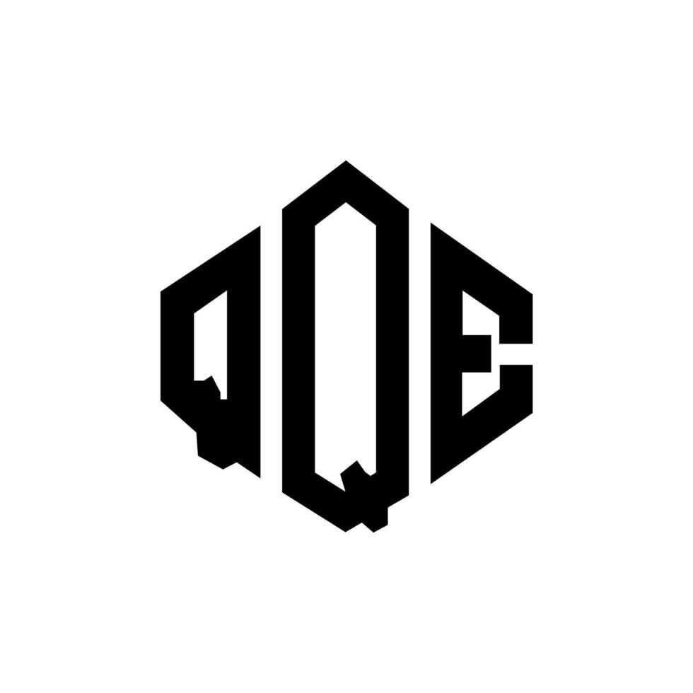 QQE letter logo design with polygon shape. QQE polygon and cube shape logo design. QQE hexagon vector logo template white and black colors. QQE monogram, business and real estate logo.