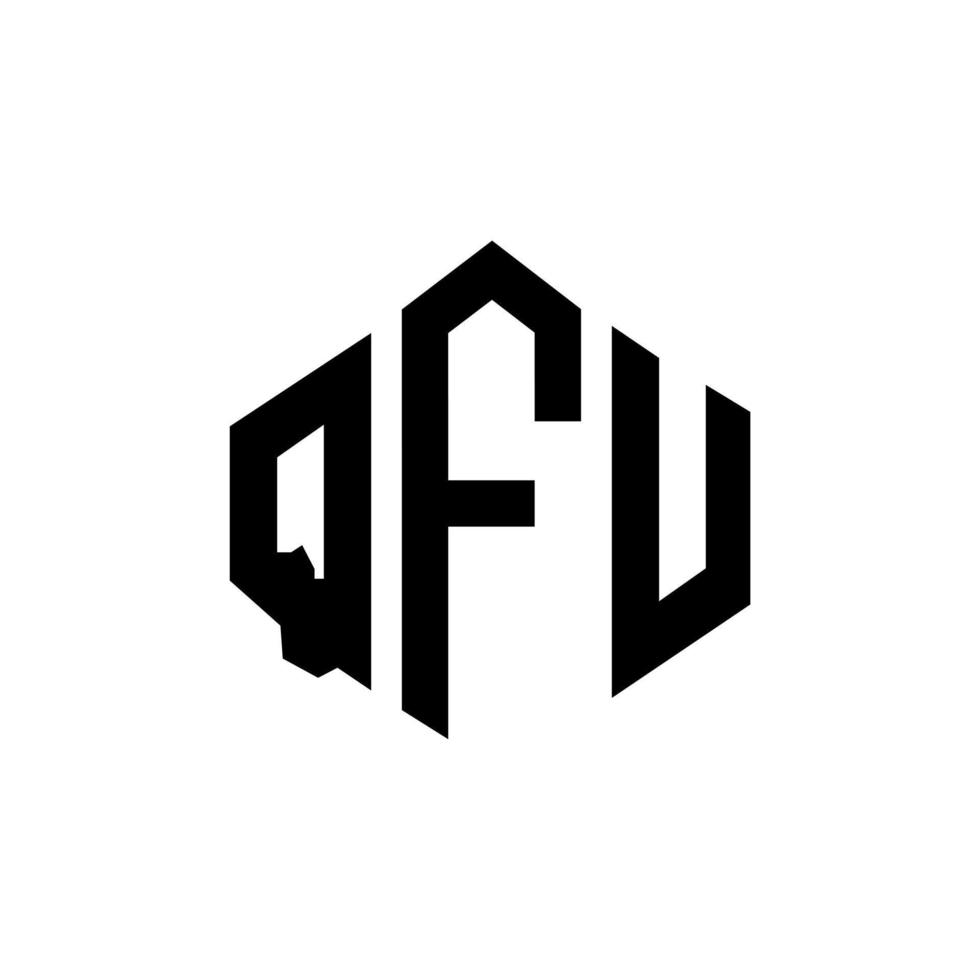 QFU letter logo design with polygon shape. QFU polygon and cube shape logo design. QFU hexagon vector logo template white and black colors. QFU monogram, business and real estate logo.