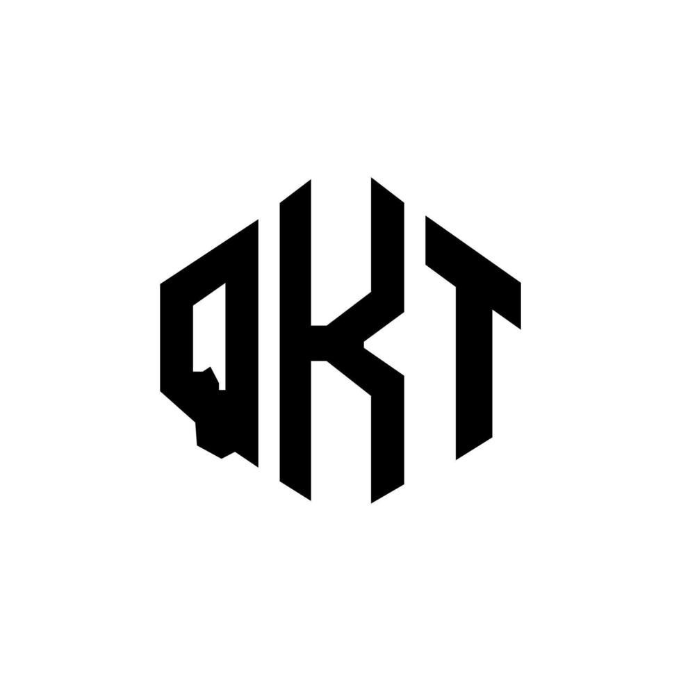 QKT letter logo design with polygon shape. QKT polygon and cube shape logo design. QKT hexagon vector logo template white and black colors. QKT monogram, business and real estate logo.
