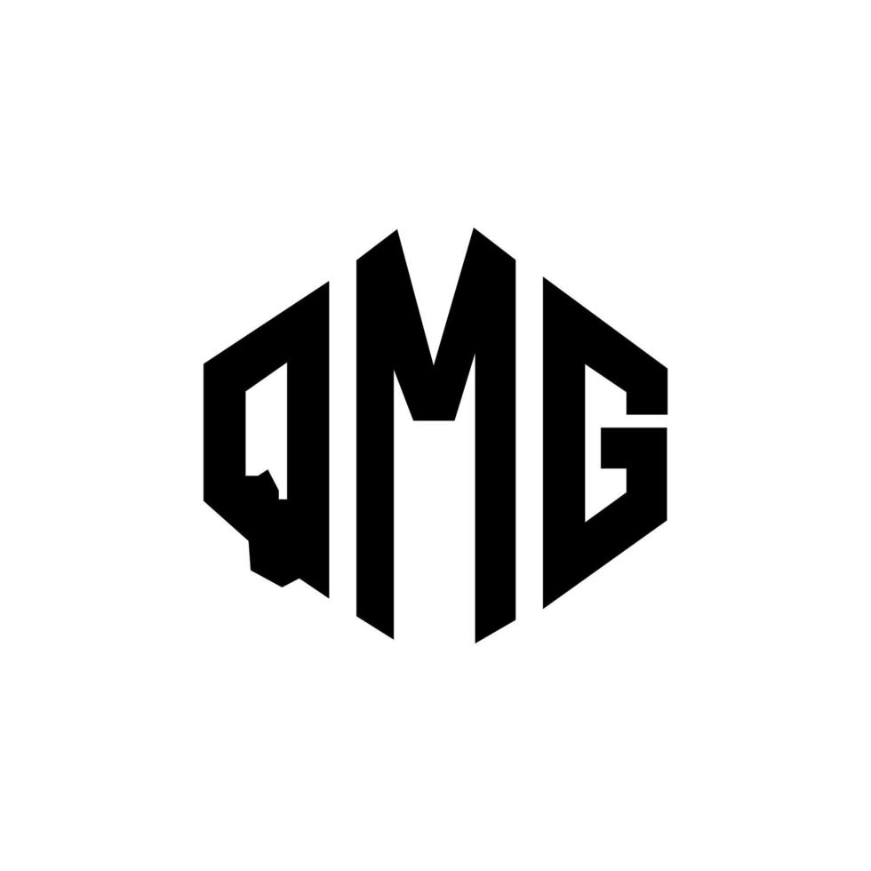 QMG letter logo design with polygon shape. QMG polygon and cube shape logo design. QMG hexagon vector logo template white and black colors. QMG monogram, business and real estate logo.