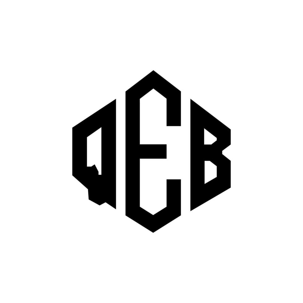 QEB letter logo design with polygon shape. QEB polygon and cube shape logo design. QEB hexagon vector logo template white and black colors. QEB monogram, business and real estate logo.