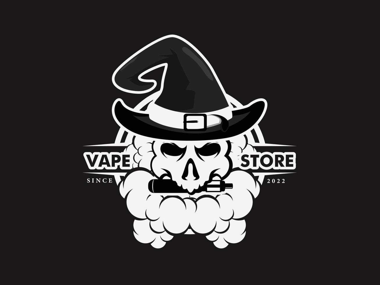 logotipo del vape del mago del cráneo vector