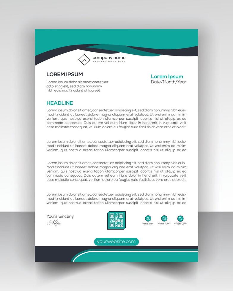 corporate modern letterhead design template with yellow, blue, green and red color. creative modern letter head design template for your project. letterhead, letter head, Business letterhead design. vector