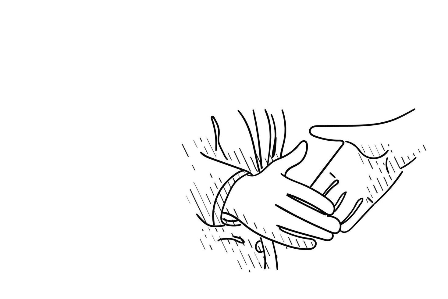 Hand drawn of handshake, the sign of an agreement. Vector illustration design