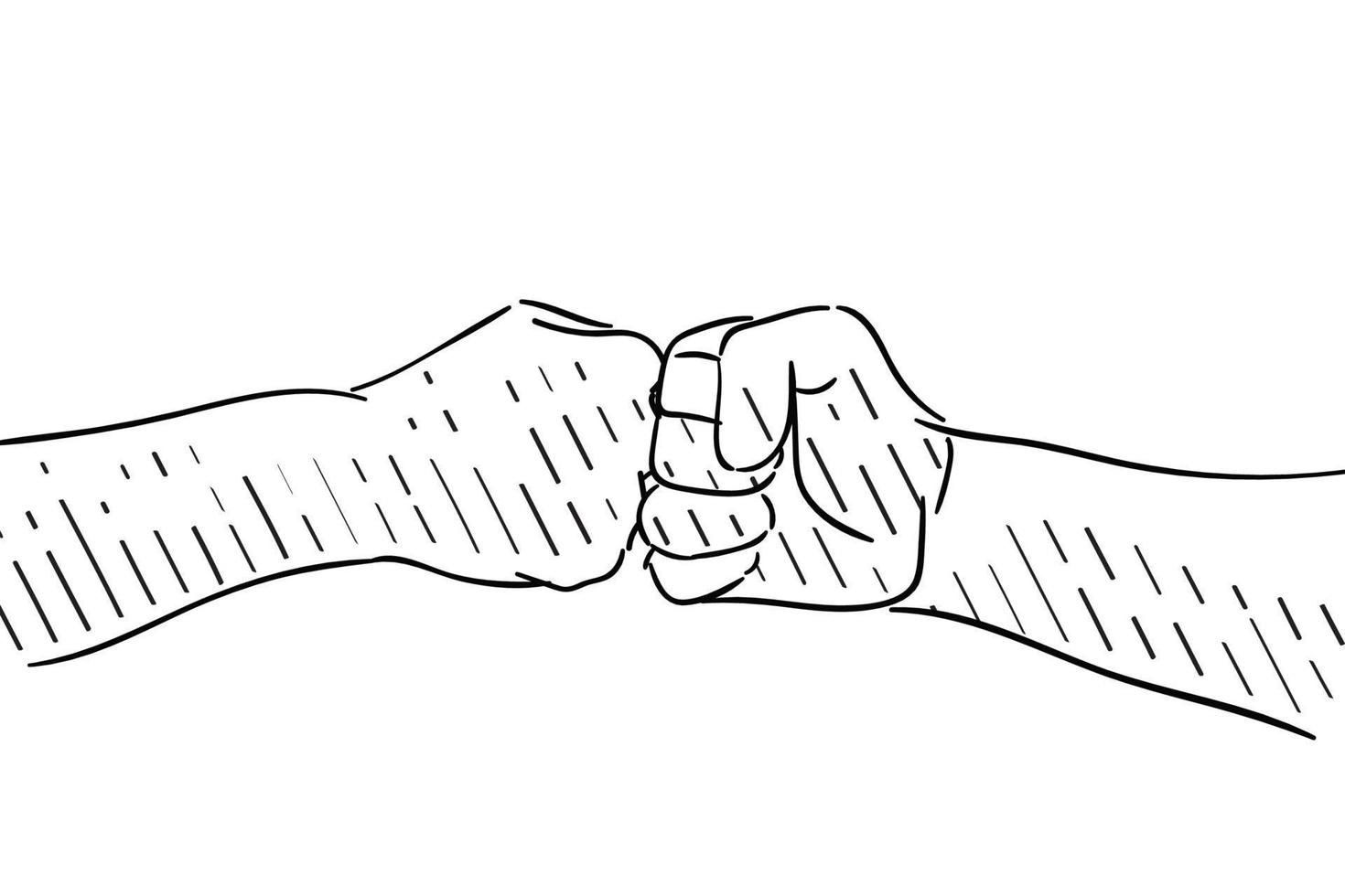 Fist bump between colleagues. Hand drawn vector illustration design