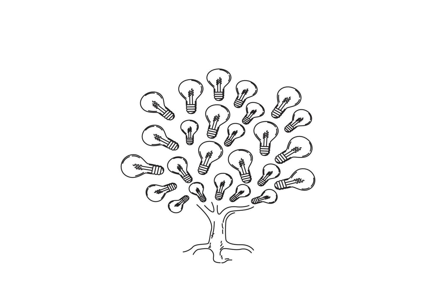 Drawing of ideas growth concept hand-drawn light bulb tree vector