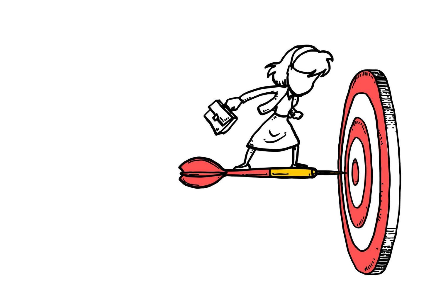 Business woman get the target. Business goals and objectives concept