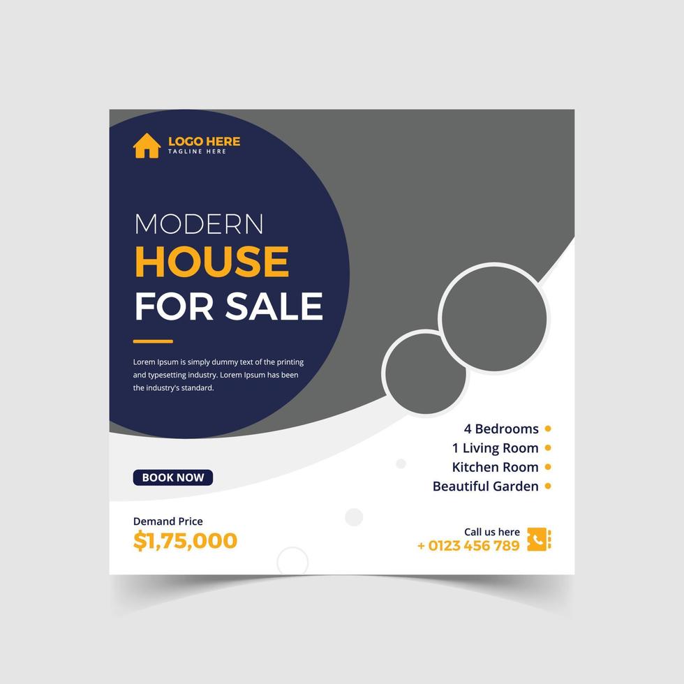 Real estate home instagram social media post vector design template