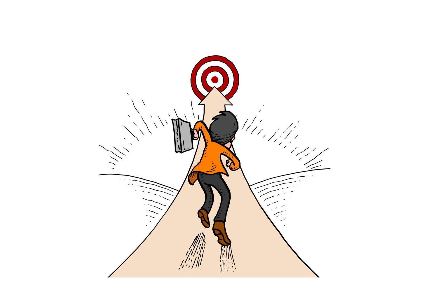 Businessman running to the target. Concept of reach the business target. Vector illustration design