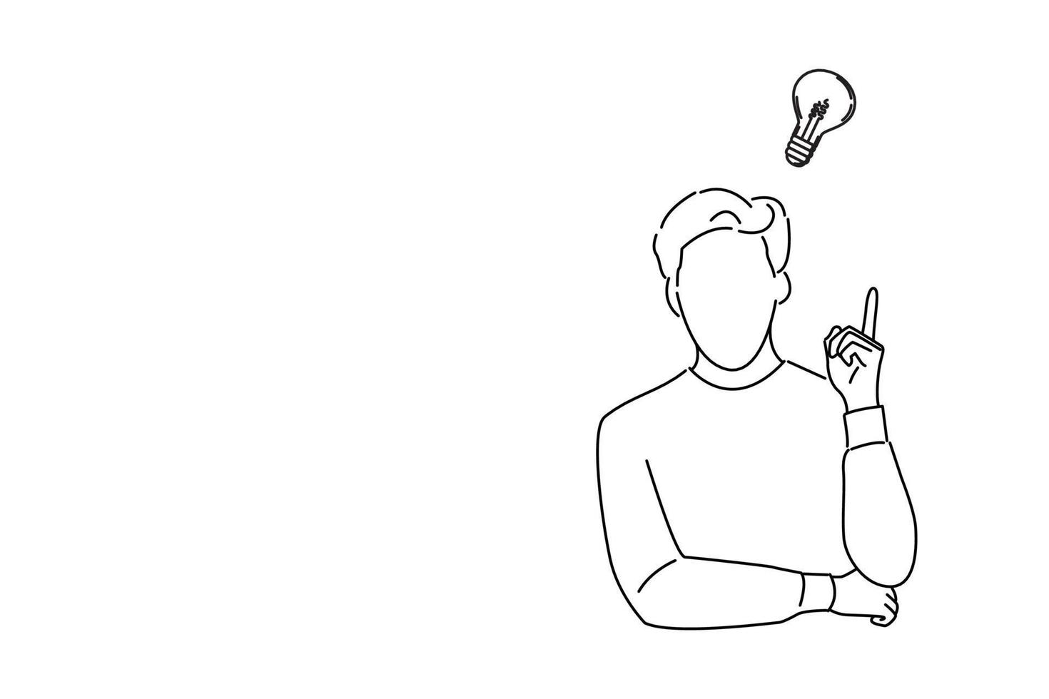 Drawing of student having great idea, finding inspiration or solution to problem vector