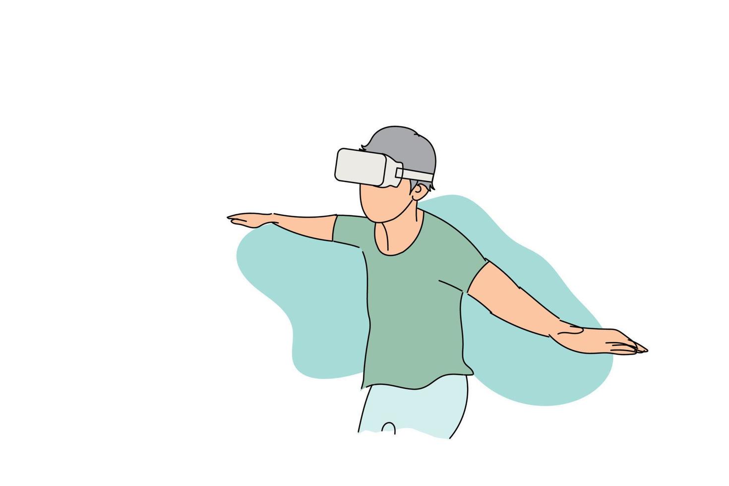 Kid playing VR game. Vector illustration design