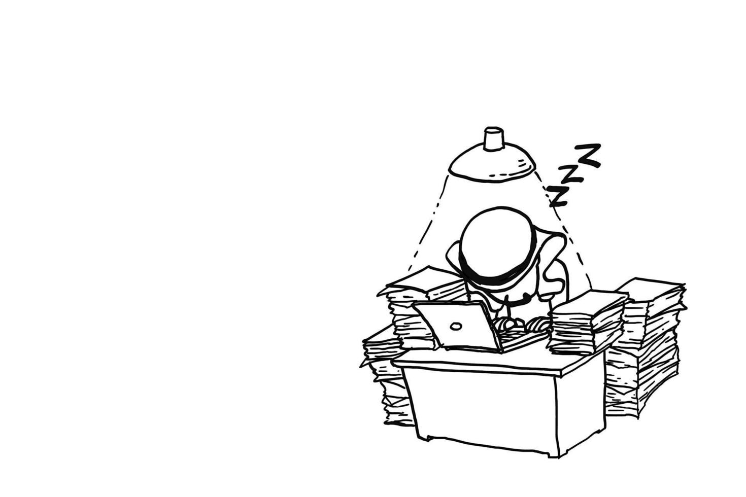 Arab man fell asleep when working overnight. Cartoon vector illustration design.
