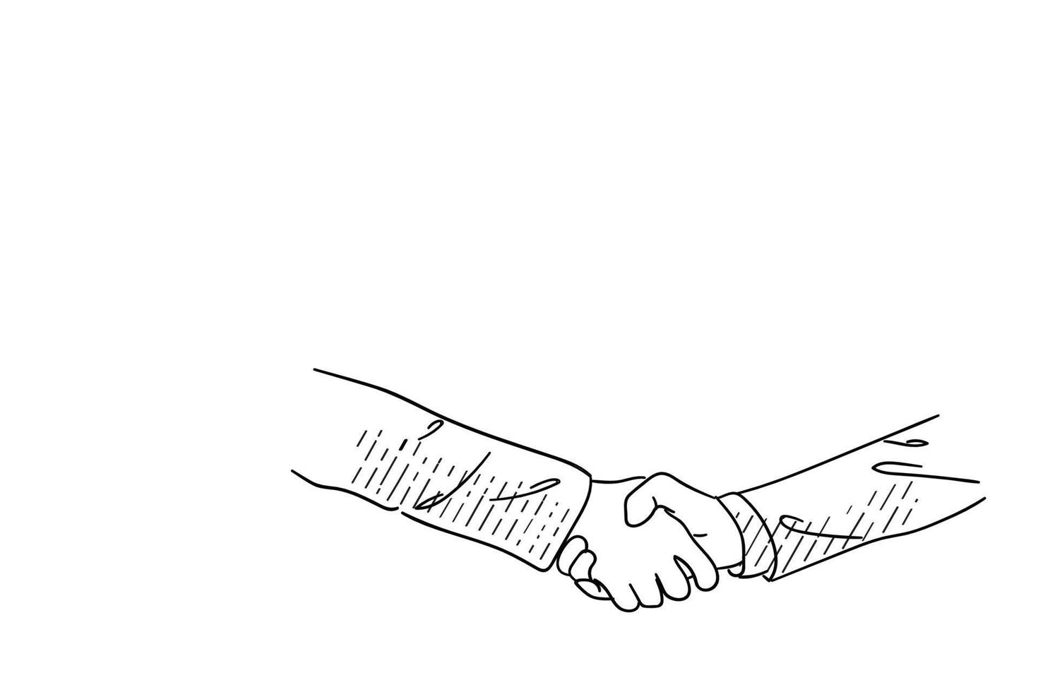 Greeting with handshake. Hand drawn vector illustration design