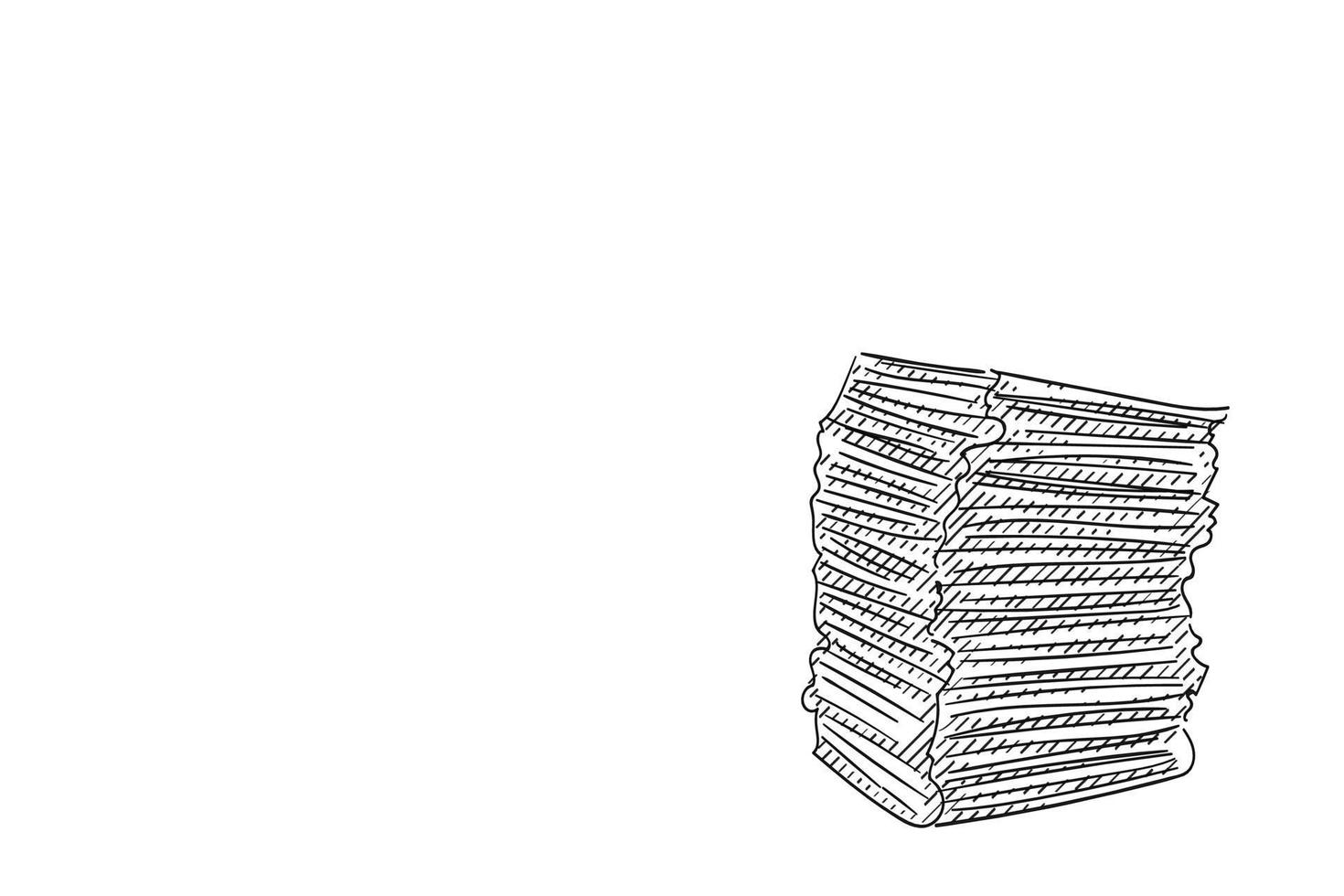 dibujado a mano de pila de documentos. concepto de negocio para la gestión del tiempo, el trabajo sin terminar y la gran carga de trabajo. vector