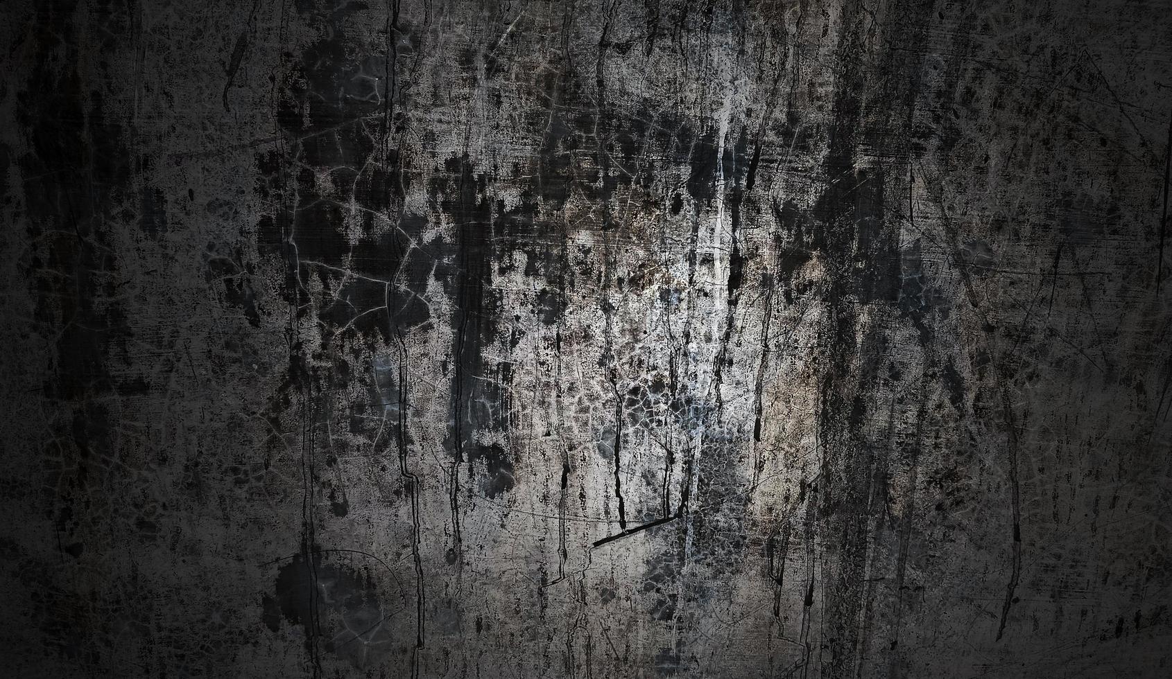 concepto de fondo de halloween de pared oscura y negra. hormigón negro polvoriento para el fondo. textura de cemento de terror foto