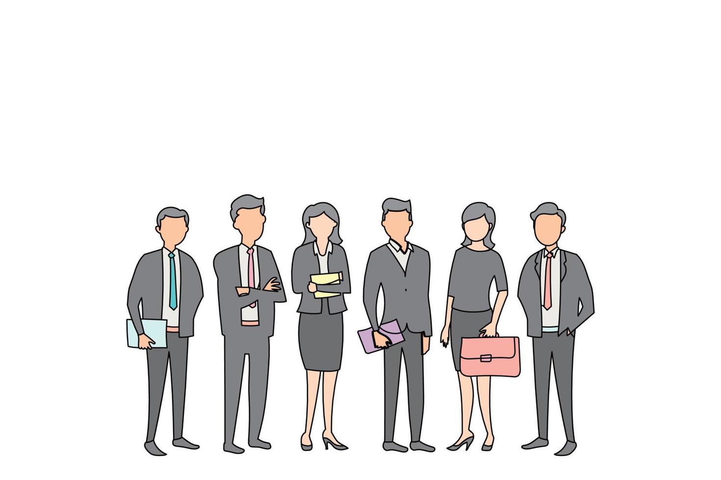 Confident business people character flat design illustration. vector