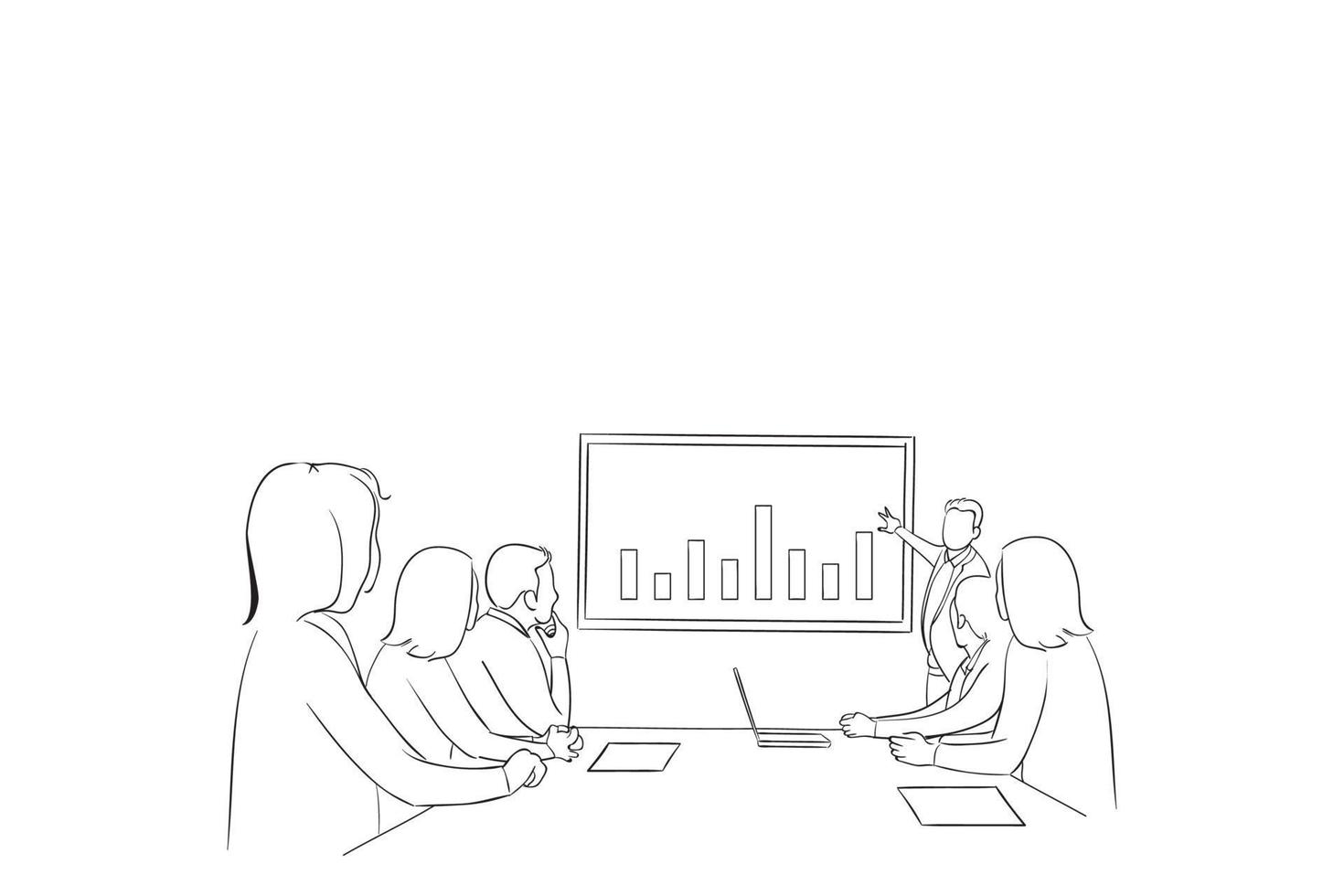 Business report presentation showing growth and profit. cartoon vector illustration design