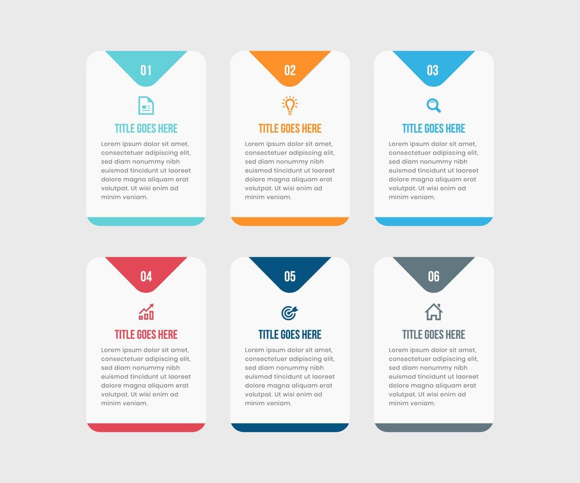 Simple and Clean Presentation Business Infographic Design Template with 6 Bars of Options vector