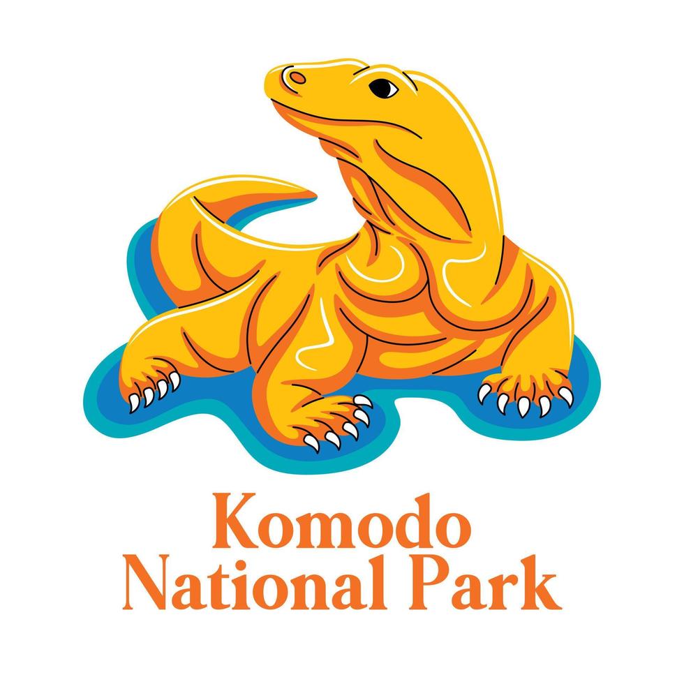 Komodo National Park in flat design style vector
