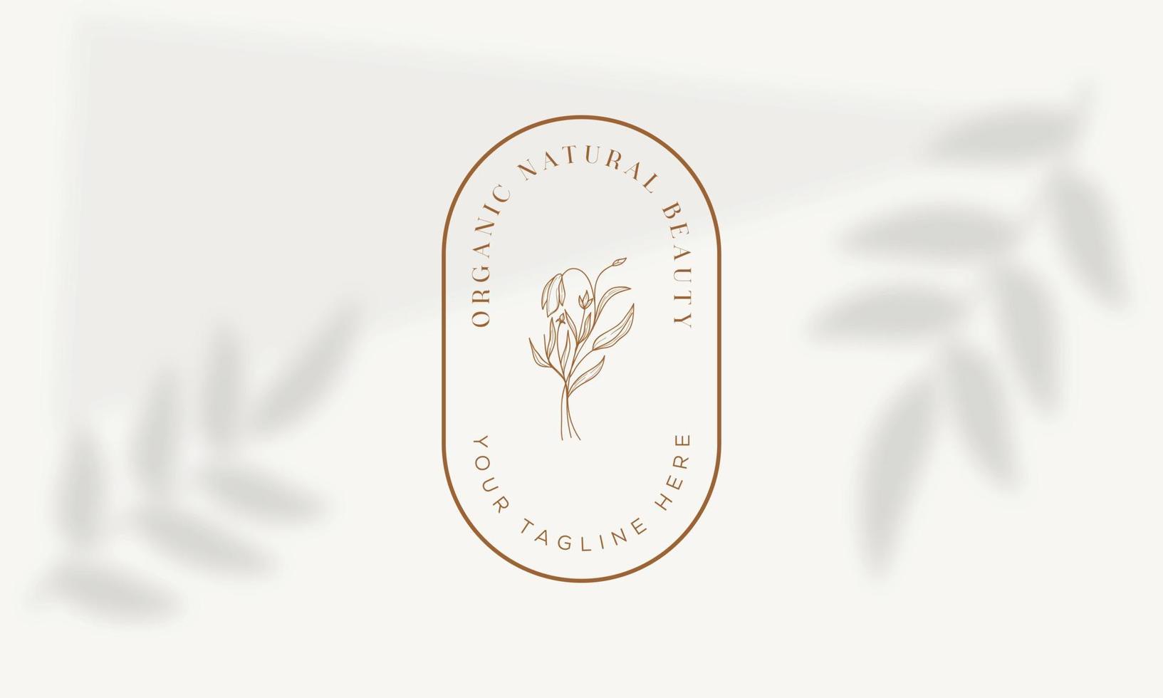 Botanical Floral element Hand Drawn Logo with Wild Flower and Leaves. Logo for spa and beauty salon, boutique, organic shop, wedding, floral designer, interior, photography, cosmetic. vector