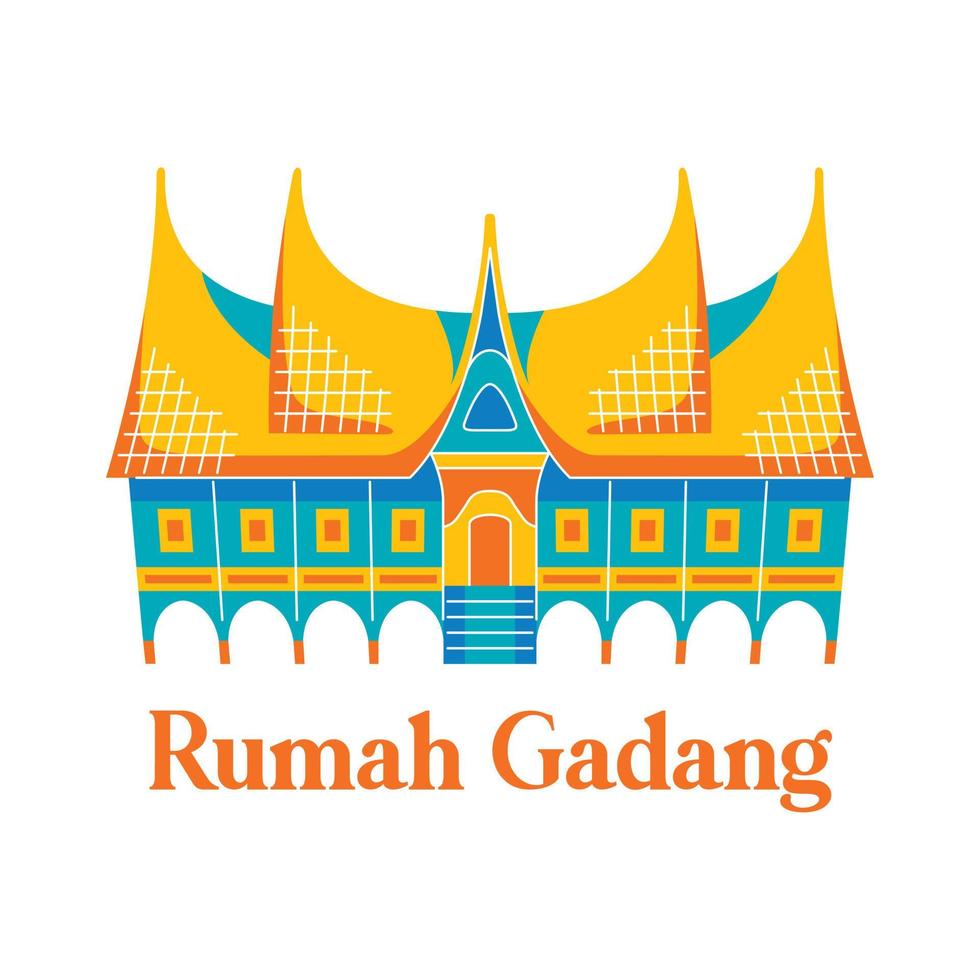 Rumah Gadang in flat design style vector