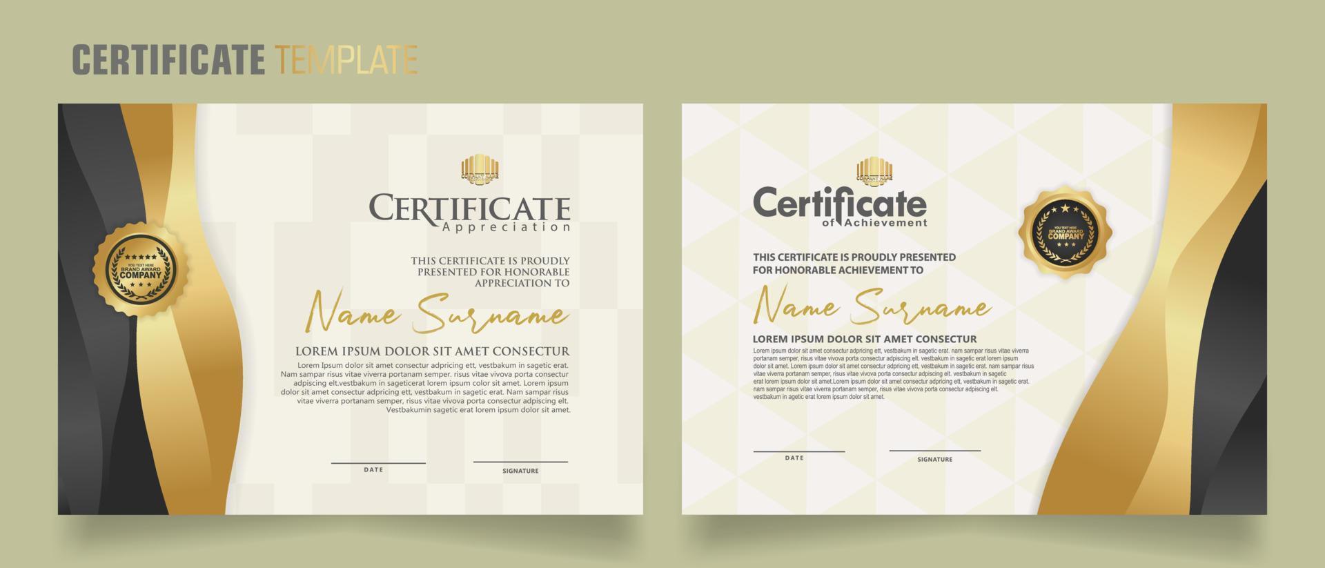 Luxury certificate template with dynamic effect and modern pattern background. Premium badges design. New Collections vector