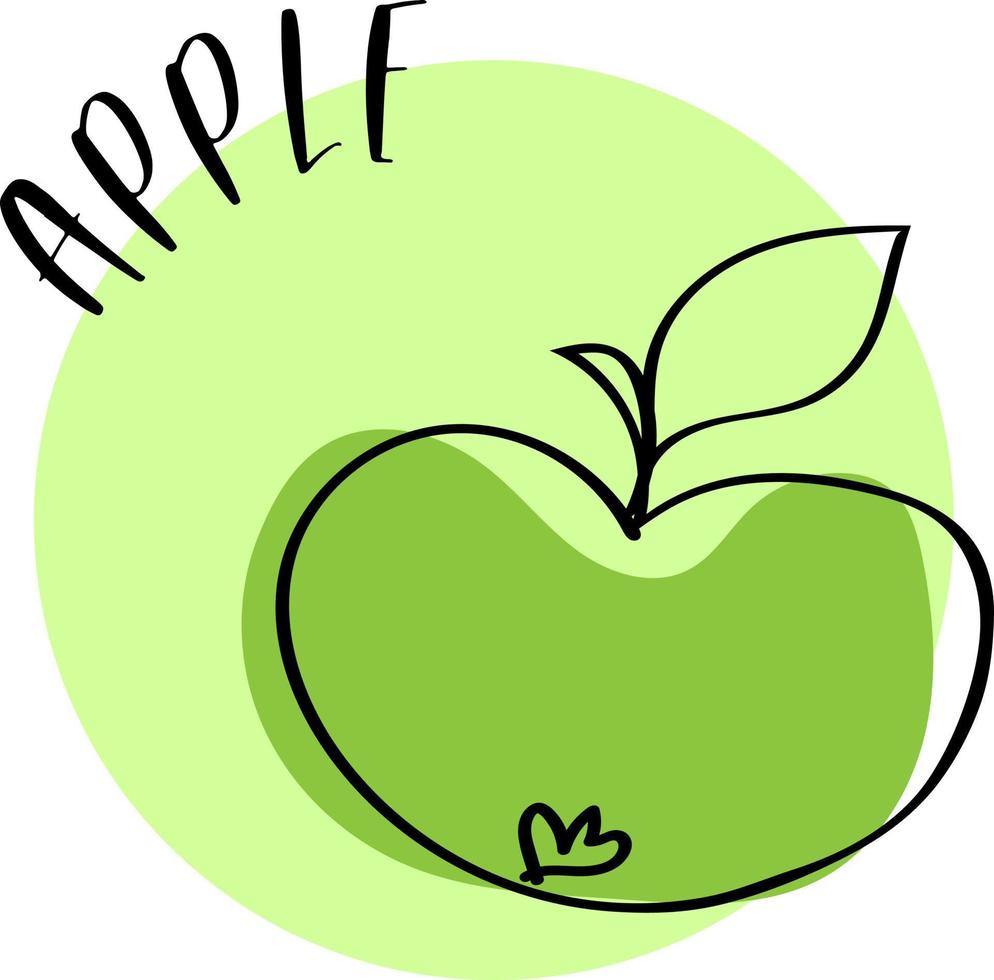 Ripe and colorful apple in trendy doodle style vector