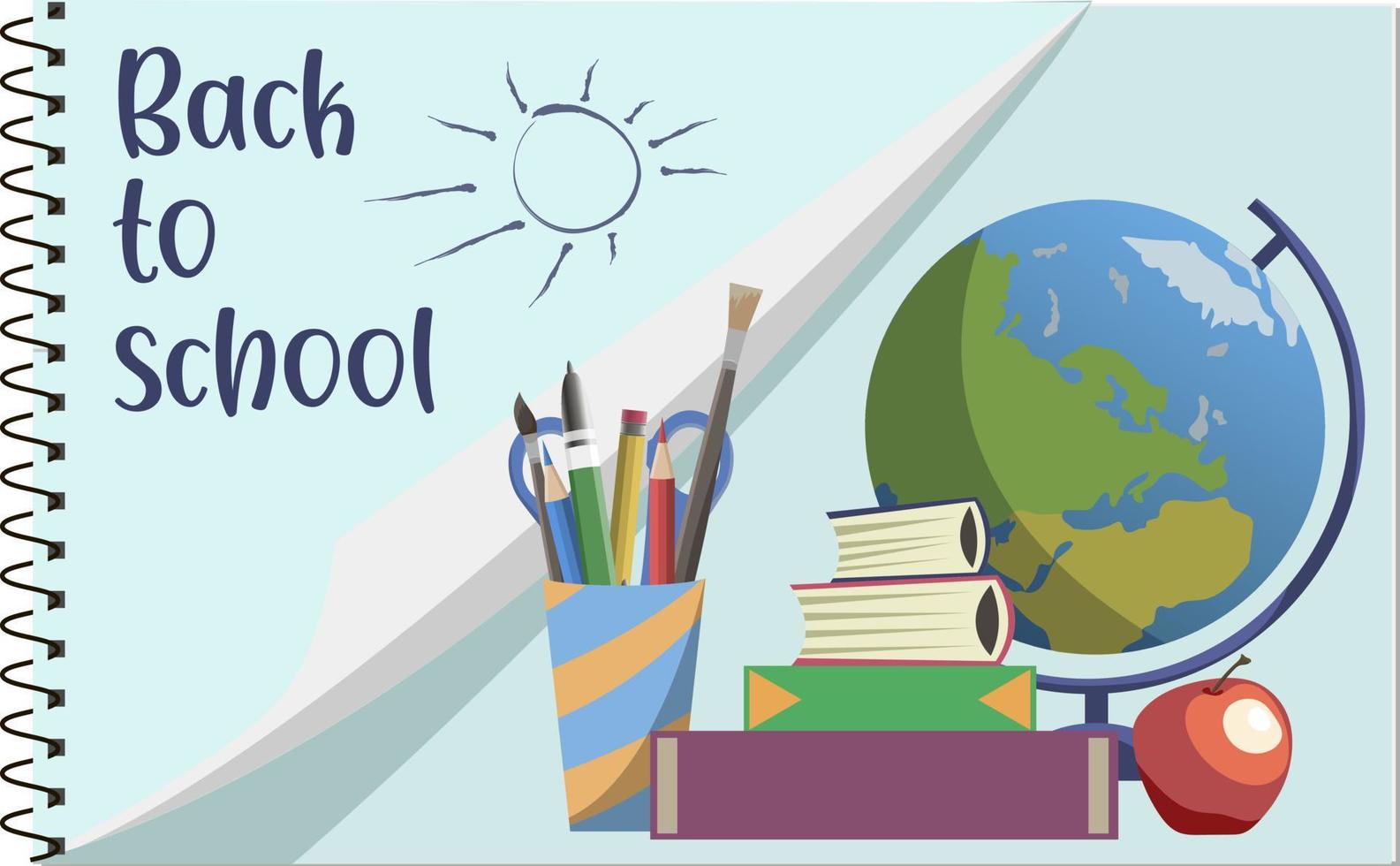Back to school background with globe, books and school supplies vector