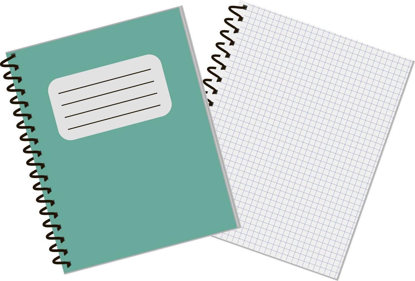 Set of two copybooks, one open and one closed, isolated on white background vector