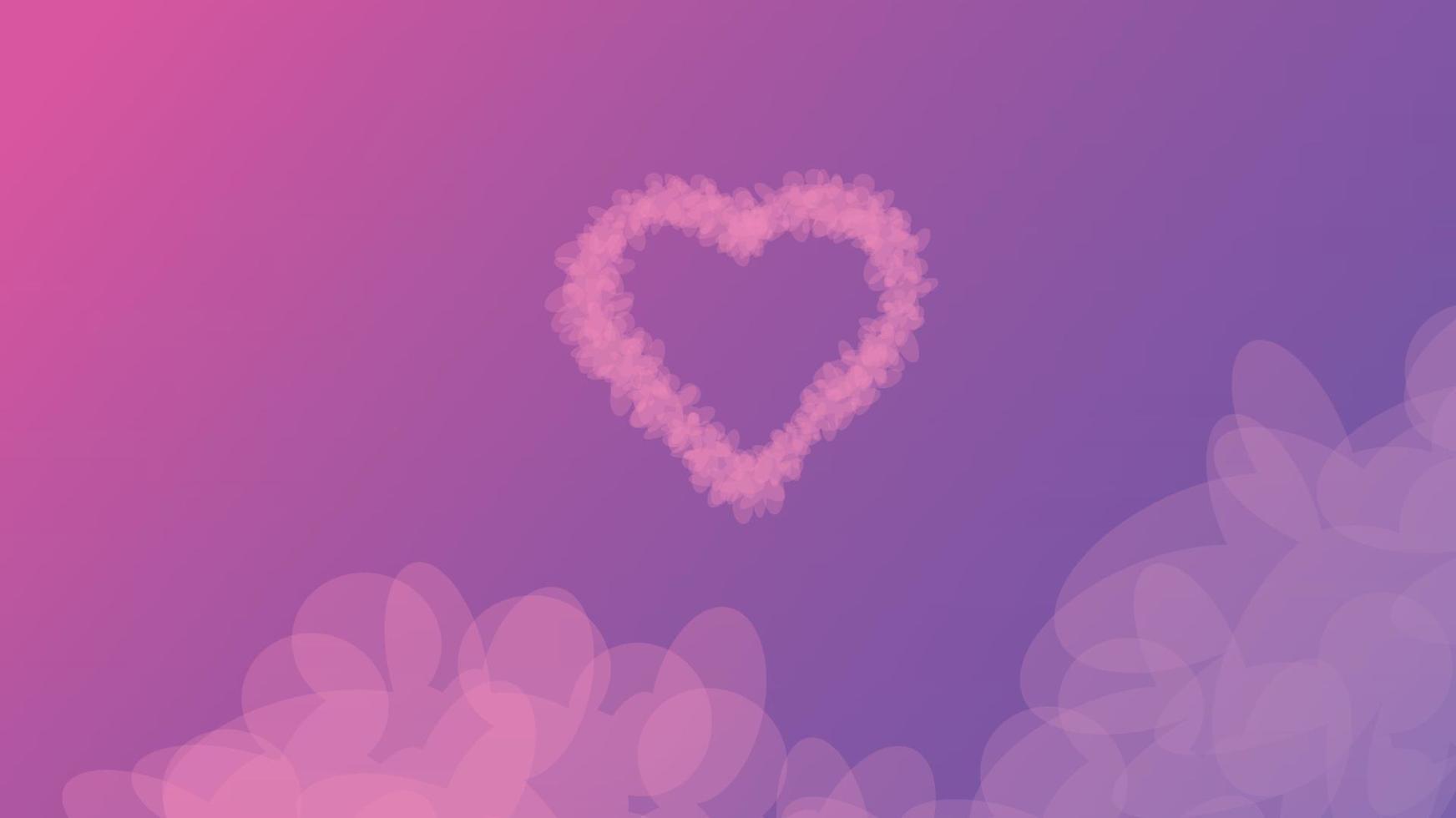 HEART PINK ON PURPLE GRADIENT BACKGROUND. vector