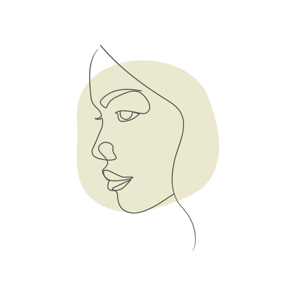 Line art style woman face drawing vector