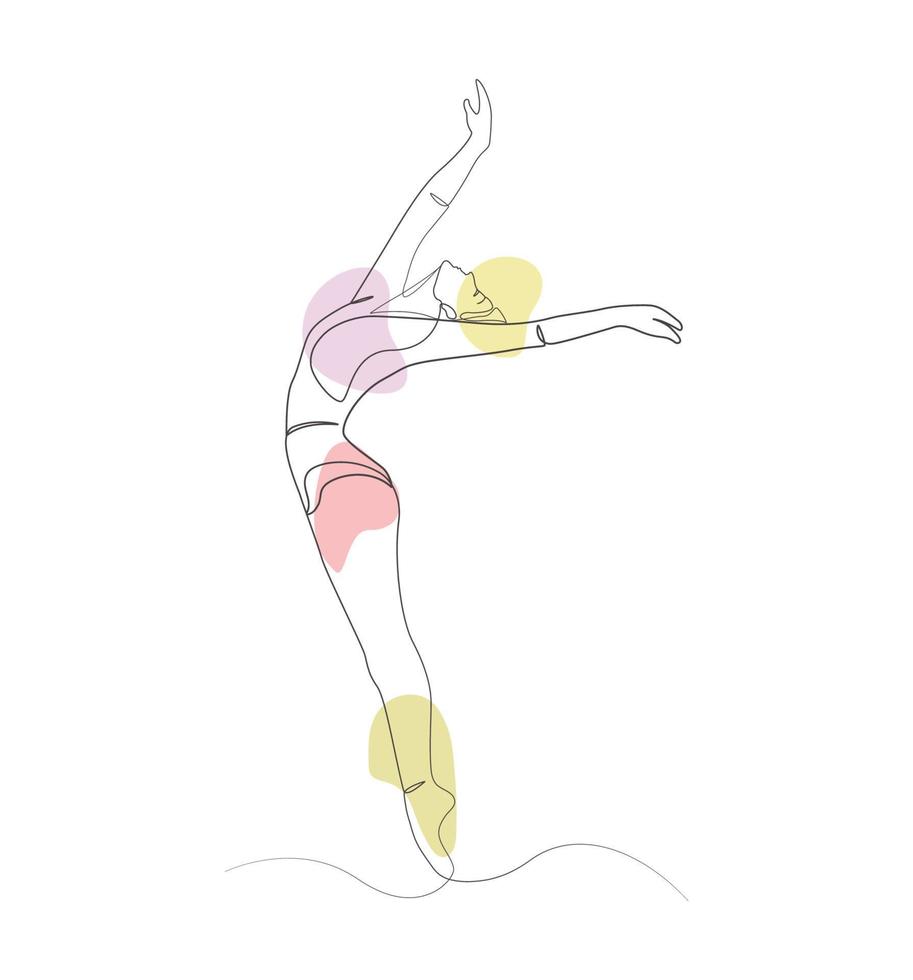Abstract ballet dancer in studio woman dance pose elegant one line art drawing vector