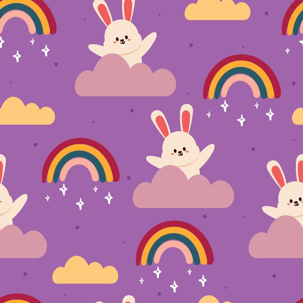 seamless pattern cute cartoon bunny. animal wallpaper for gift wrap paper vector