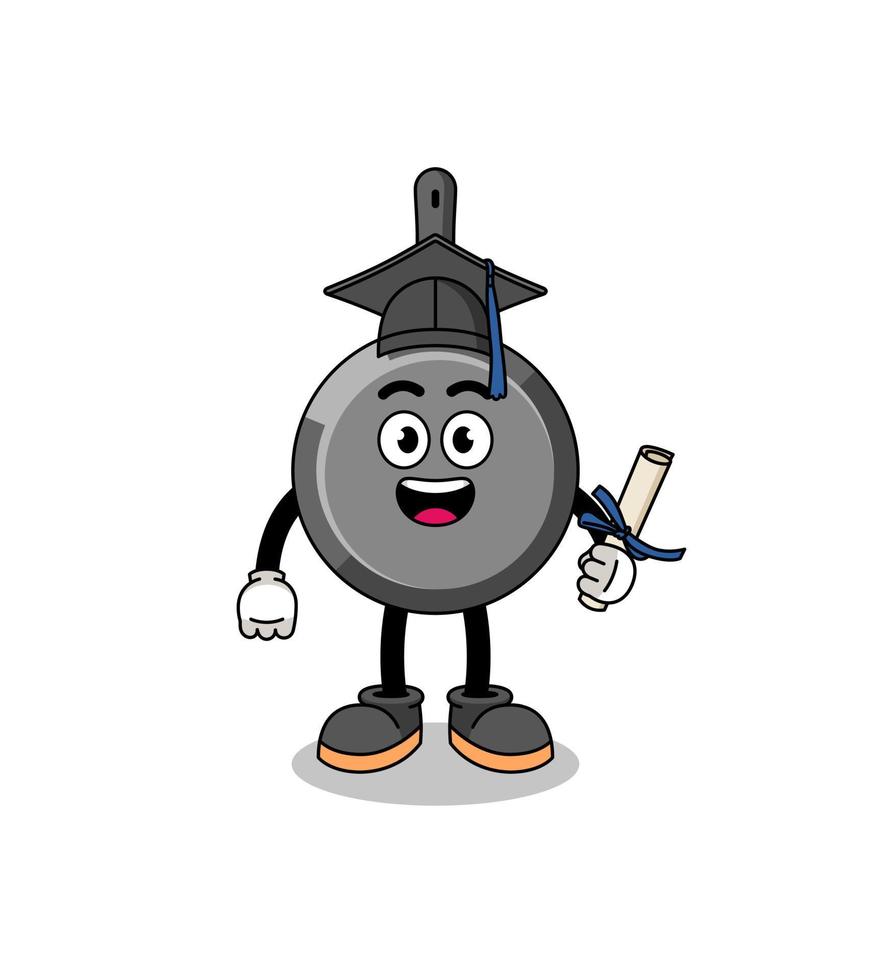 frying pan mascot with graduation pose vector