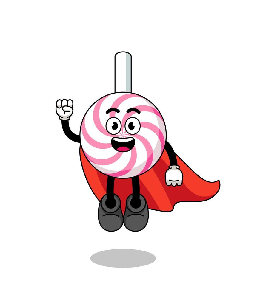 lollipop spiral cartoon with flying superhero vector