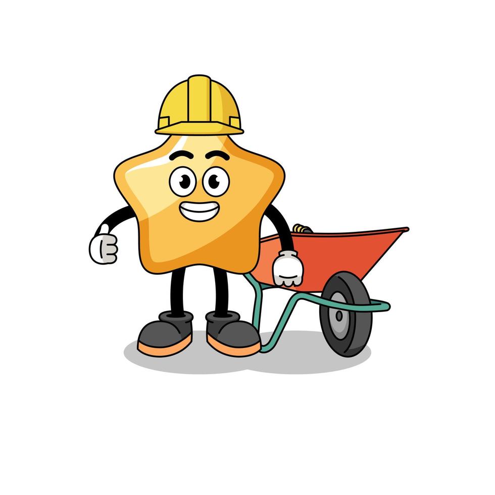 star cartoon as a contractor vector