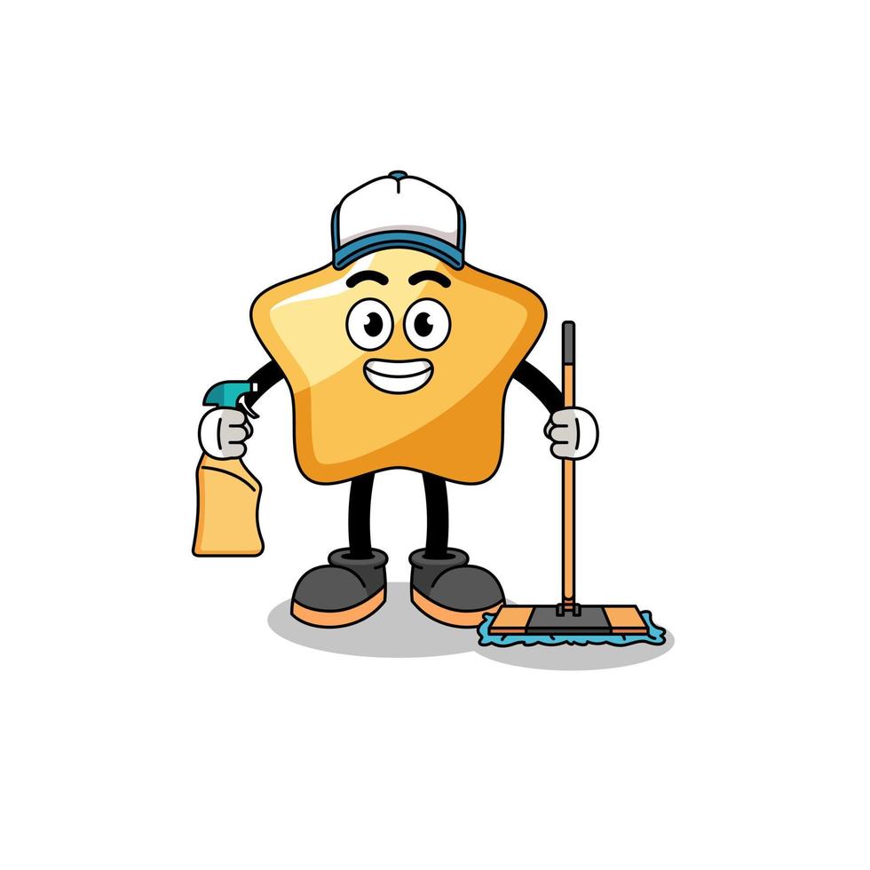 Character mascot of star as a cleaning services vector