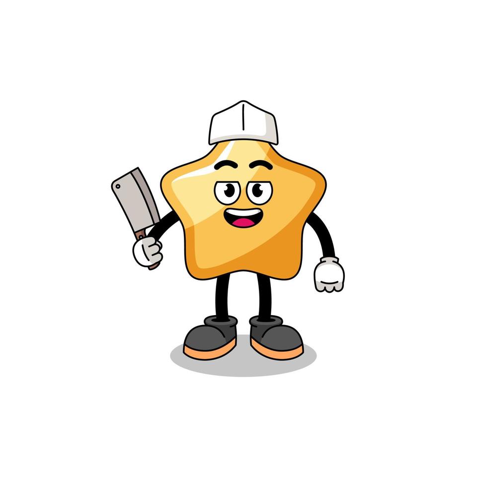 Mascot of star as a butcher vector