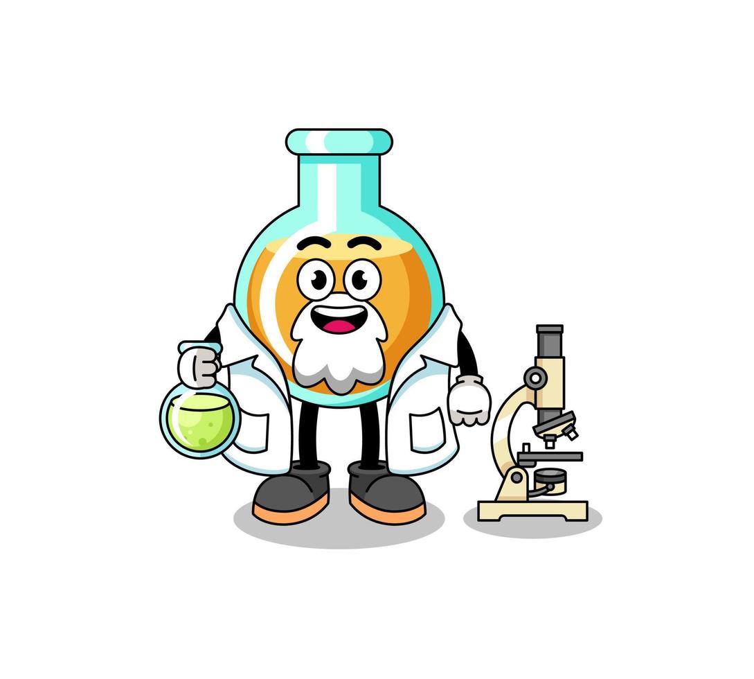 mascota de vasos de laboratorio como científico vector
