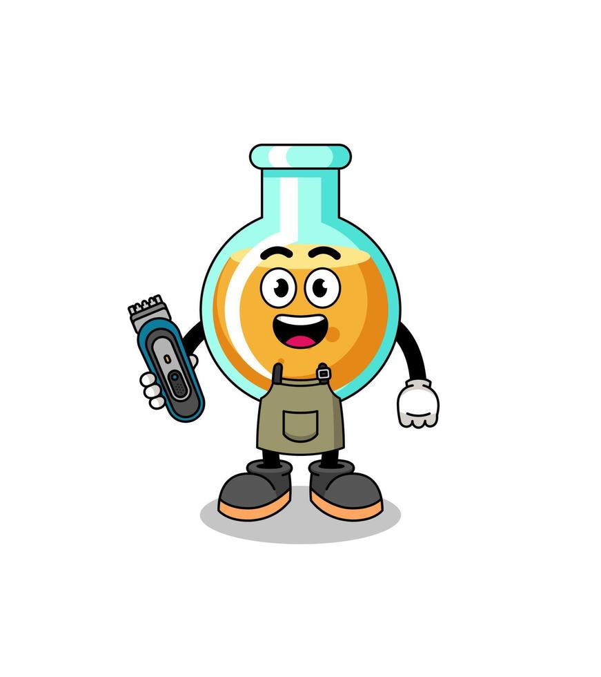 Cartoon Illustration of lab beakers as a barber man vector