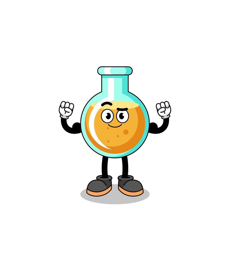 caricatura de mascota de vasos de precipitados de laboratorio posando con músculo vector