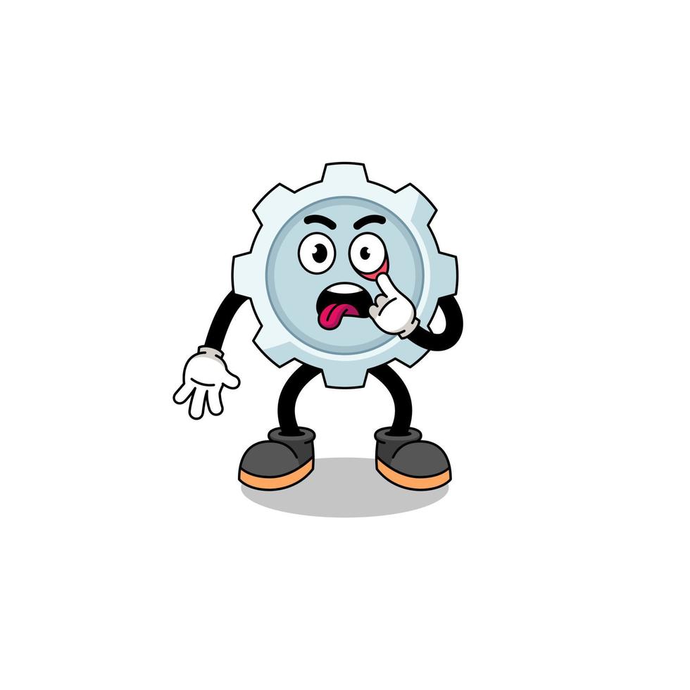 Character Illustration of gear with tongue sticking out vector
