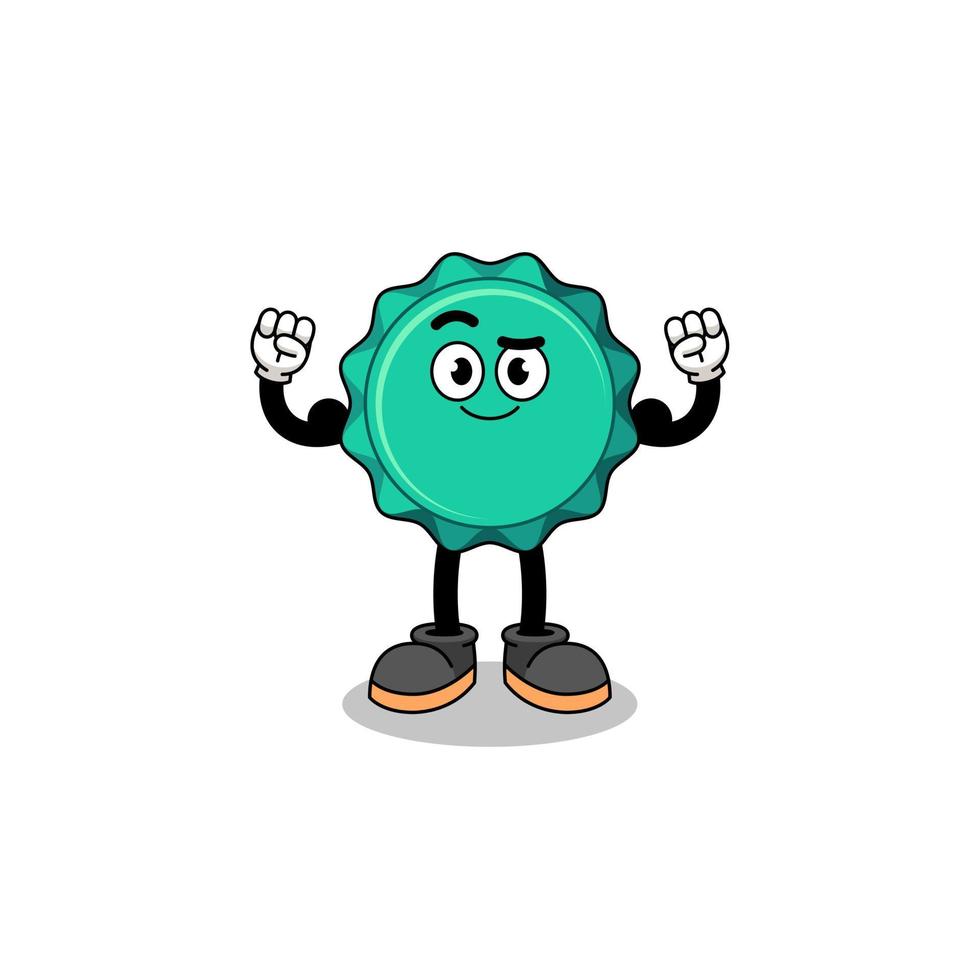 Mascot cartoon of bottle cap posing with muscle vector