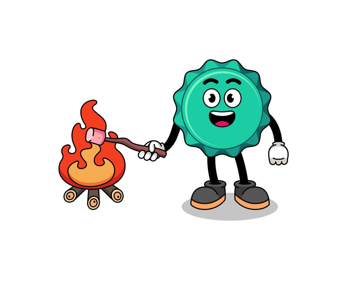 Illustration of bottle cap burning a marshmallow vector