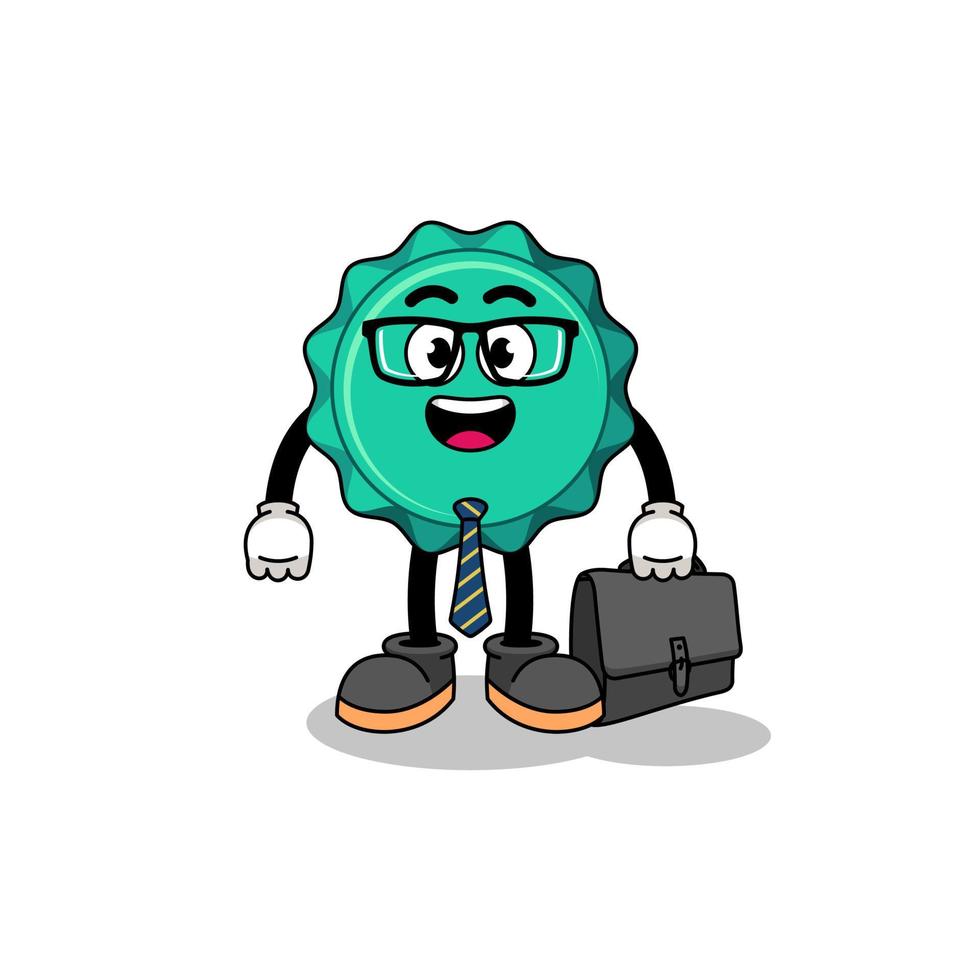 bottle cap mascot as a businessman vector