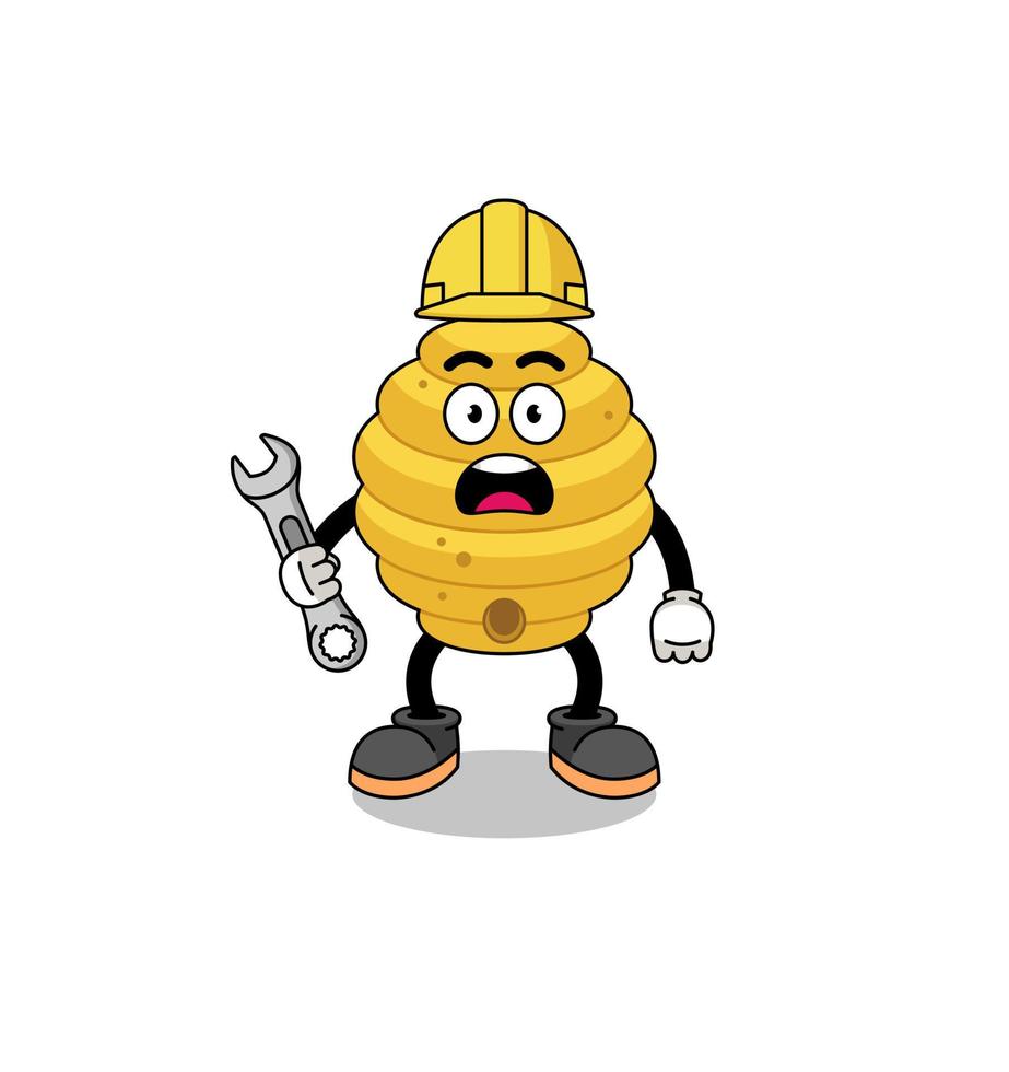 Character Illustration of bee hive with 404 error vector