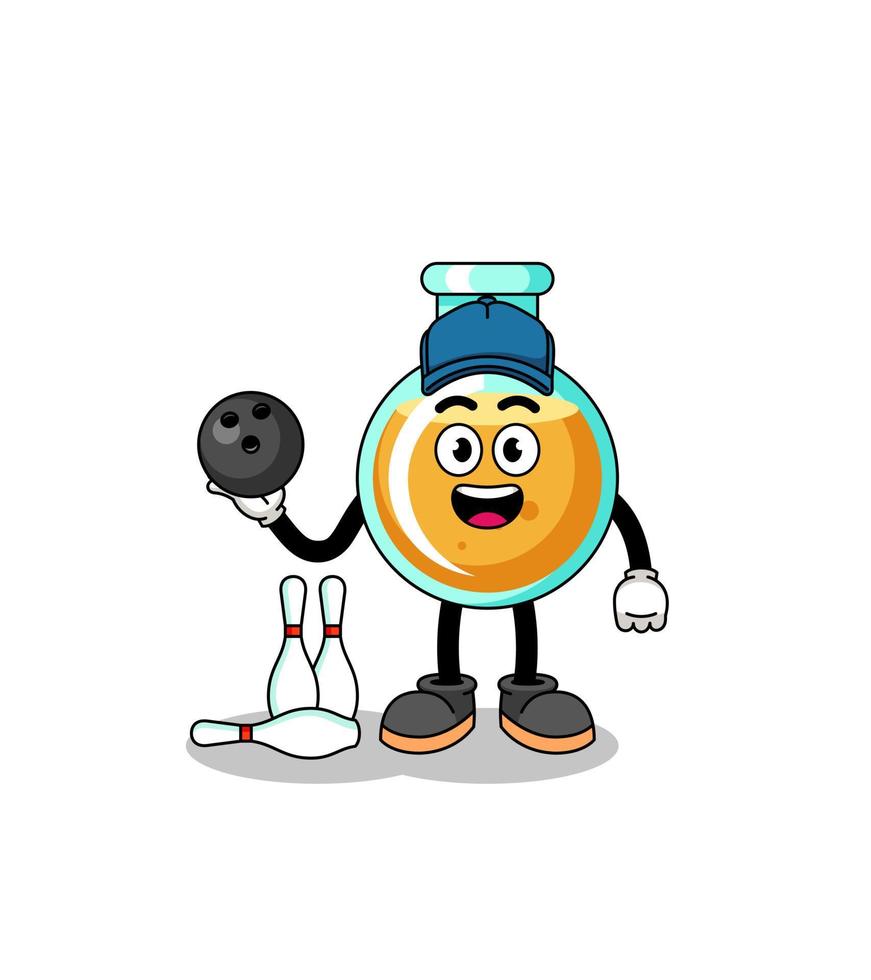 Mascot of lab beakers as a bowling player vector