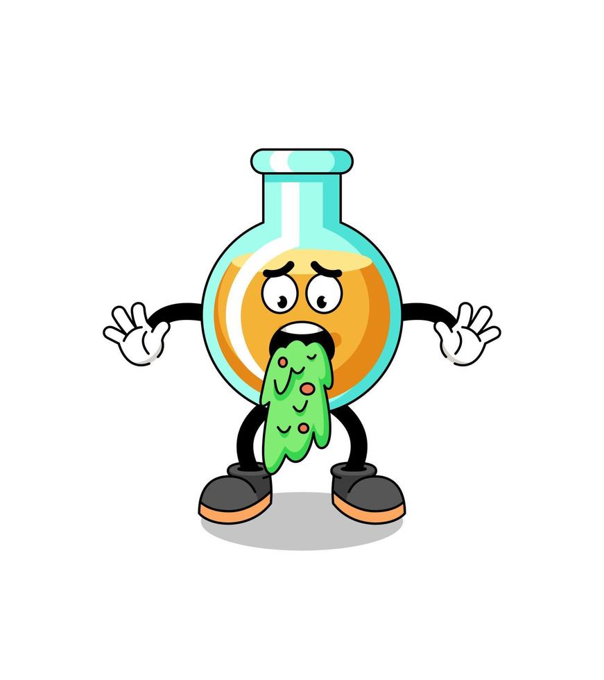 lab beakers mascot cartoon vomiting vector