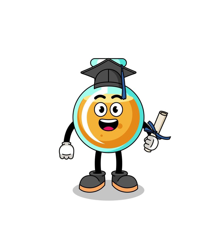 lab beakers mascot with graduation pose vector